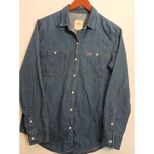 Hollister Long Sleeve Denim Button Up Shirt Women’s Size M